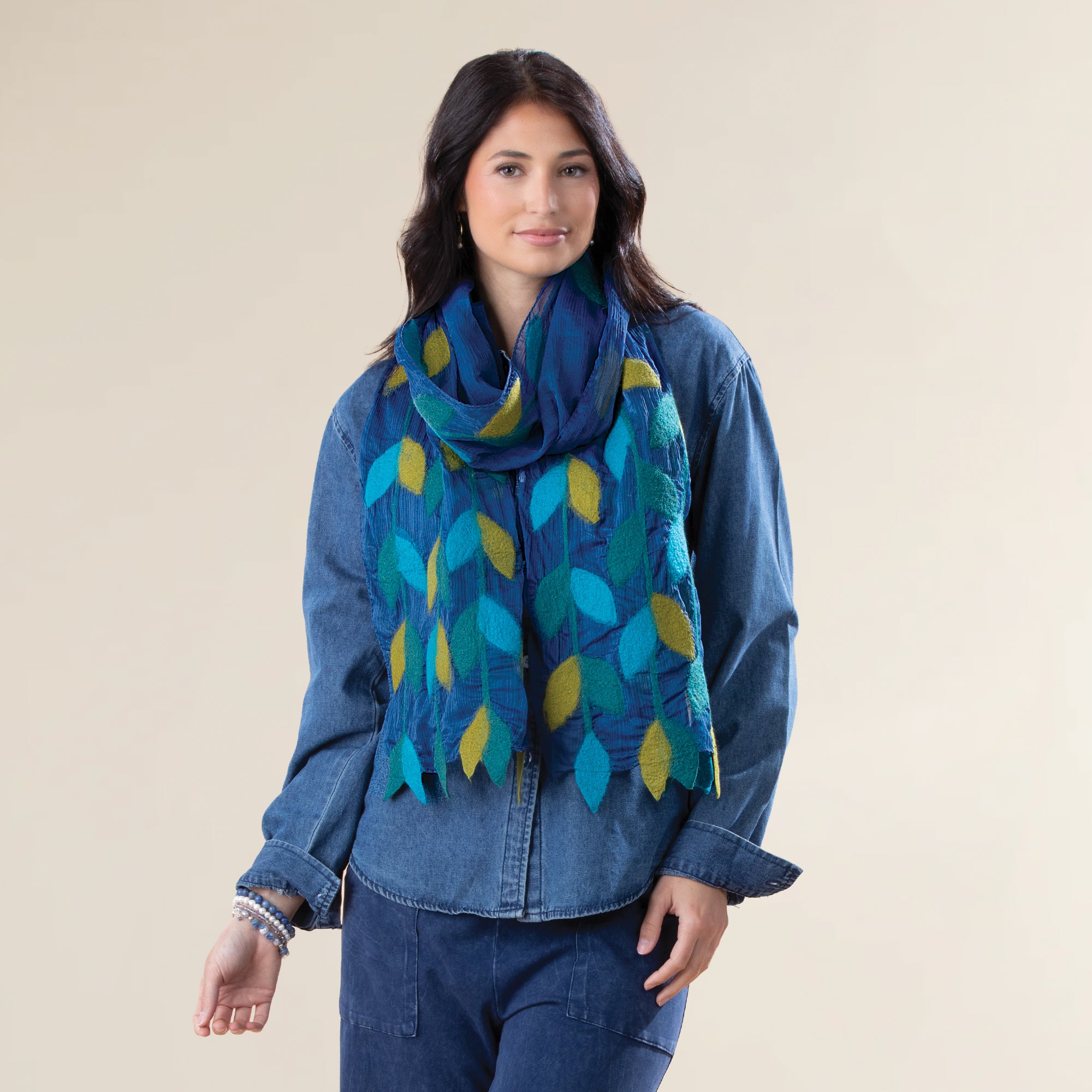 Hand-Cut Falling Leaves Scarf