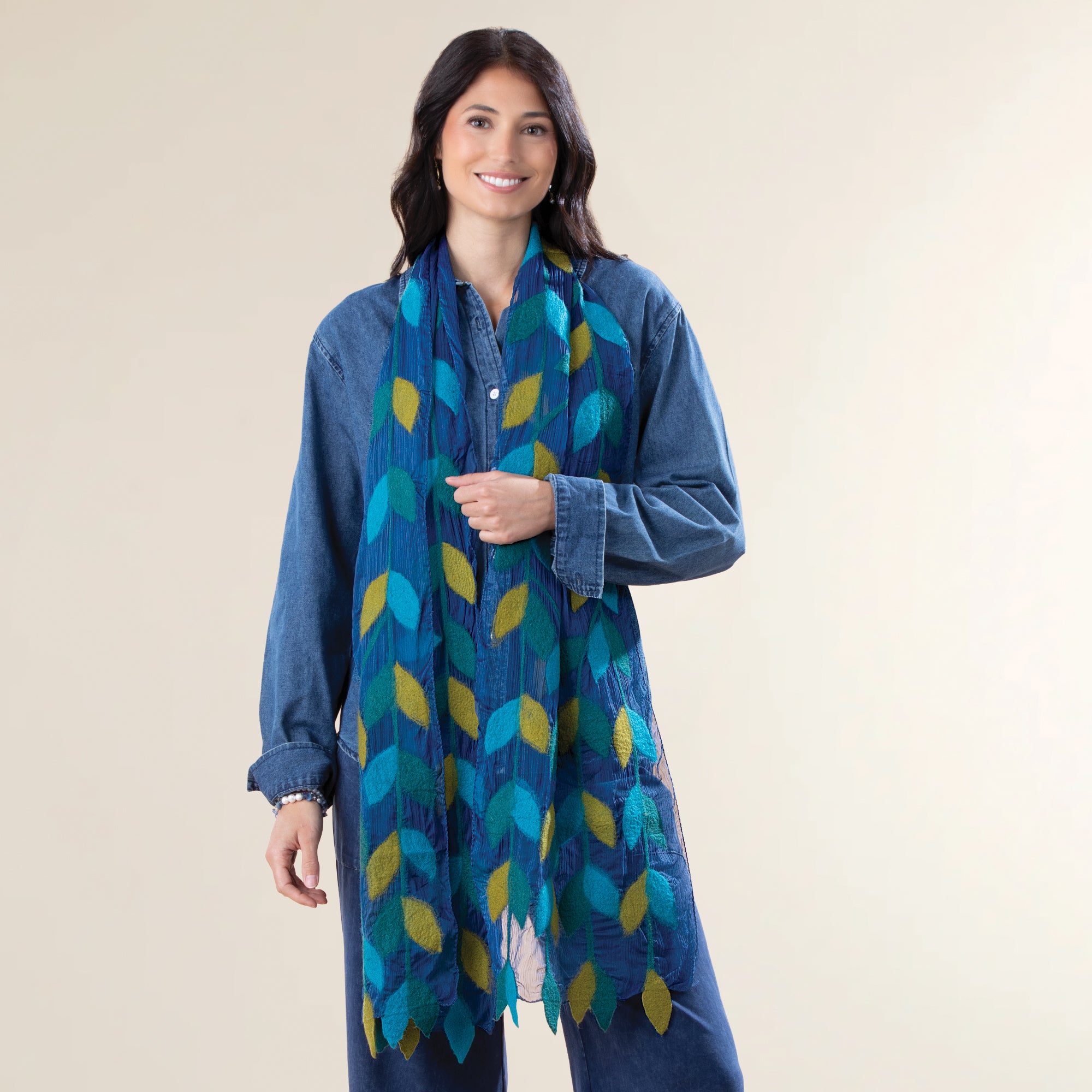 Hand-Cut Falling Leaves Scarf
