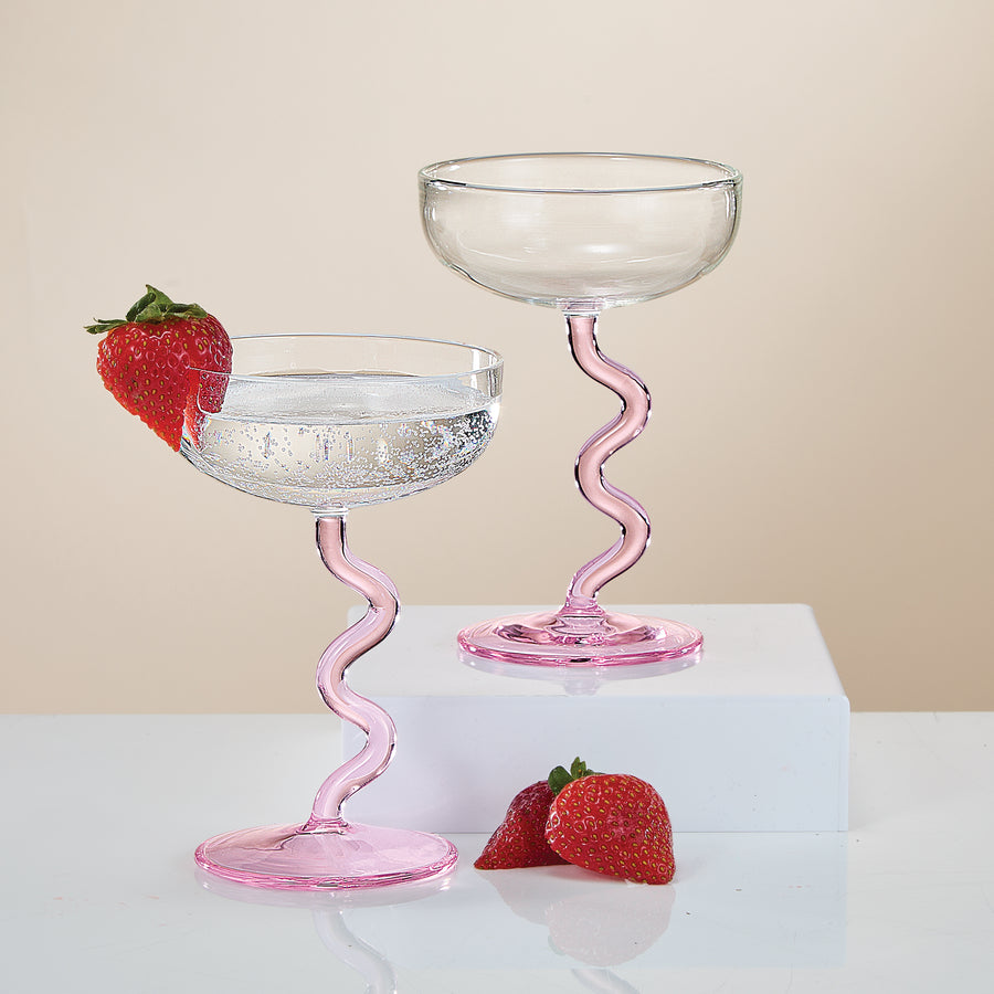 Swirled Stem Cocktail Glasses Set of 2