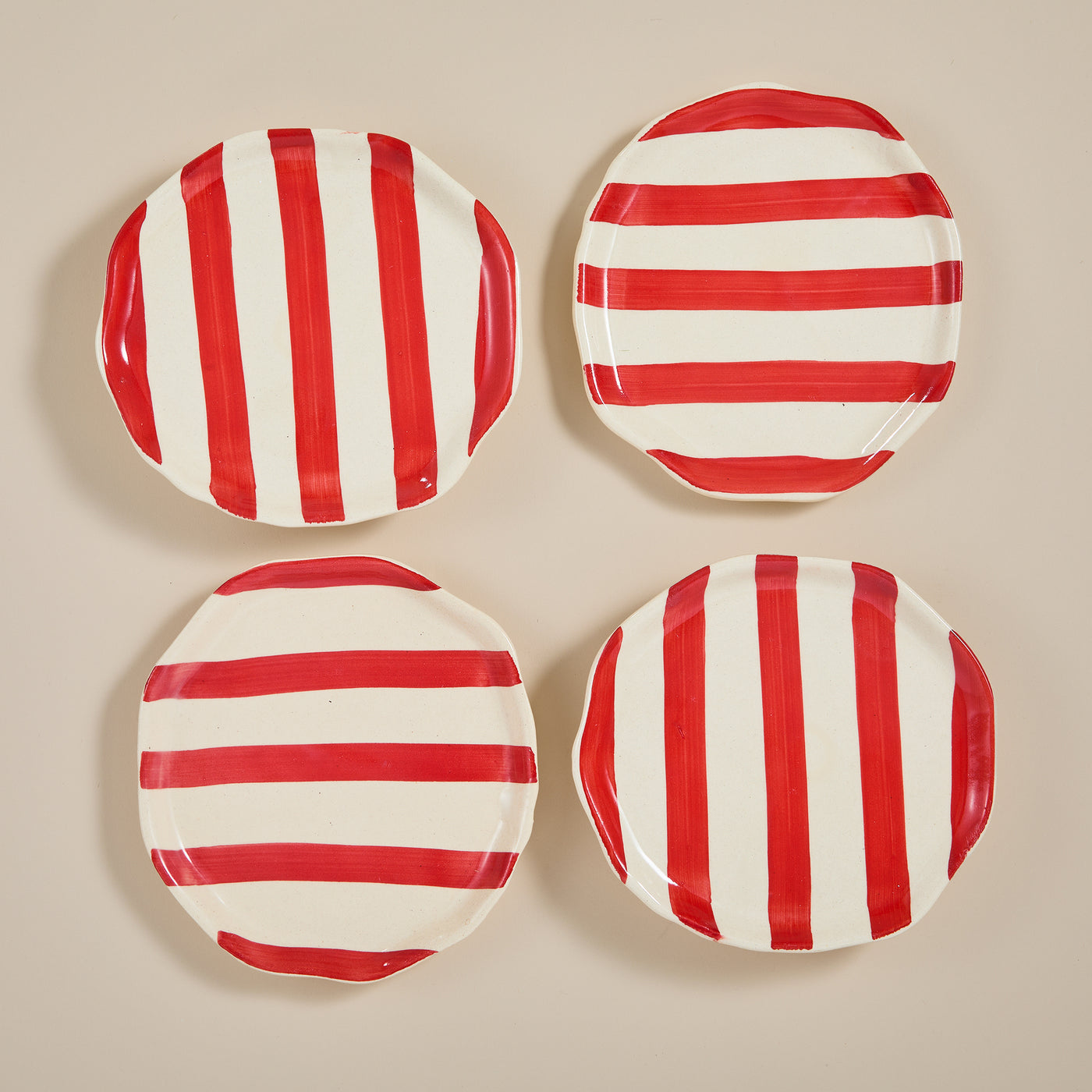 Ceramic Striped Plate Set of 4