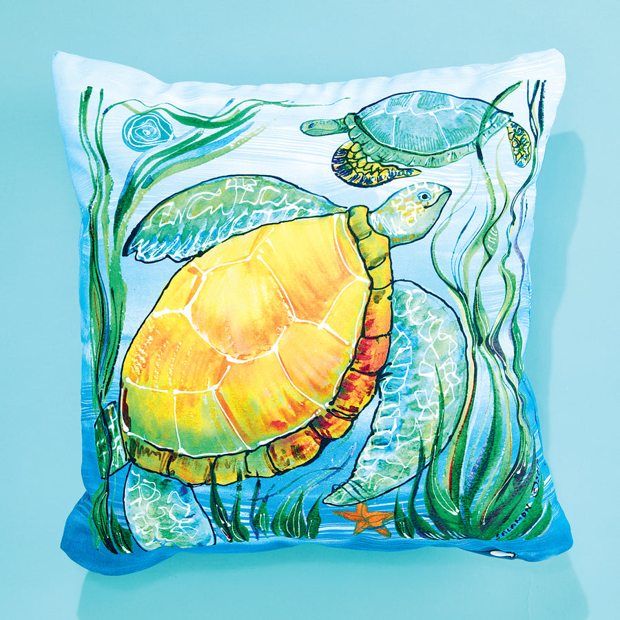 Swimming Turtles Pillow