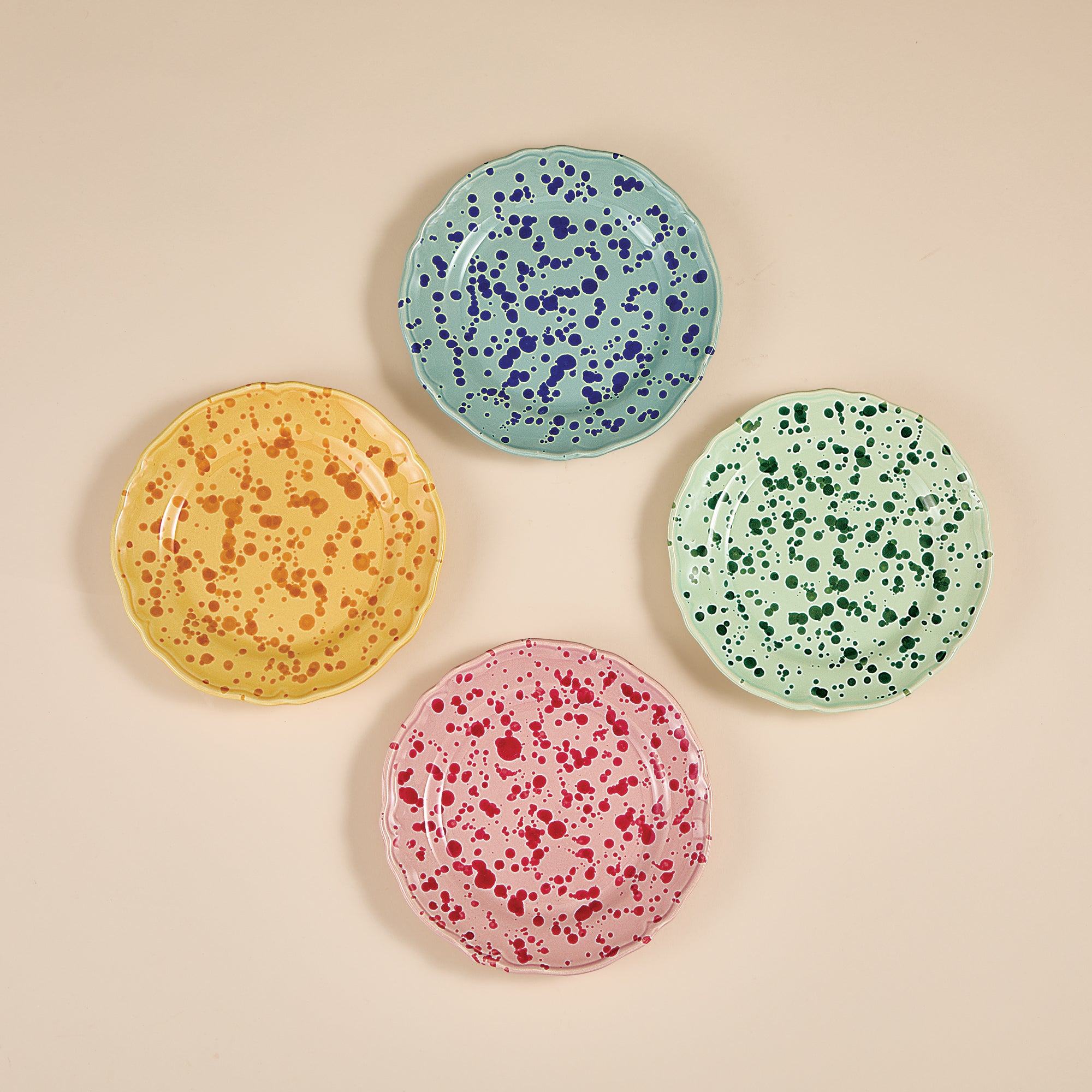Italian Ceramic Splatter Salad Plates, Set of 4 (Preorder)