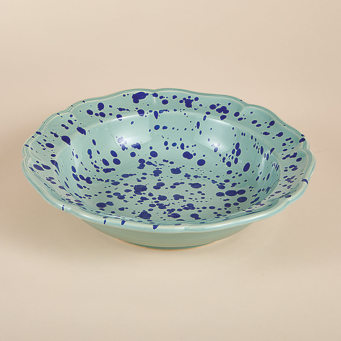 Italian Ceramic Blue Splatter Serving Bowl (Preorder)
