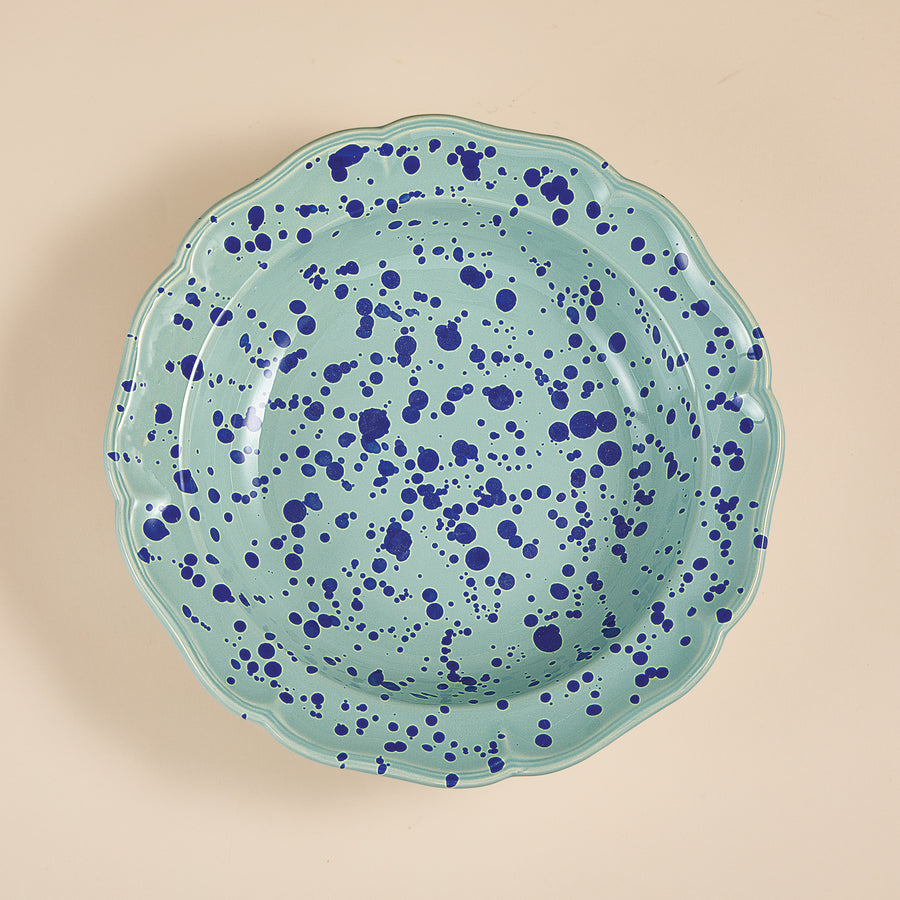 Italian Ceramic Blue Splatter Serving Bowl (Preorder)