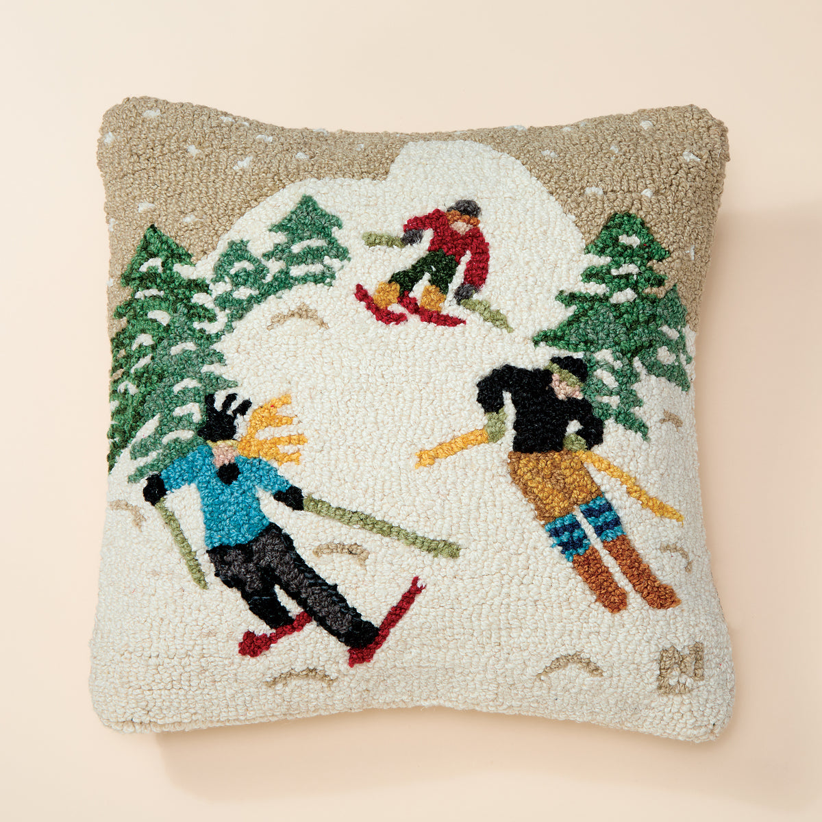 Hand-Hooked & Loomed Snowy Slopes Pillow (Preorder)