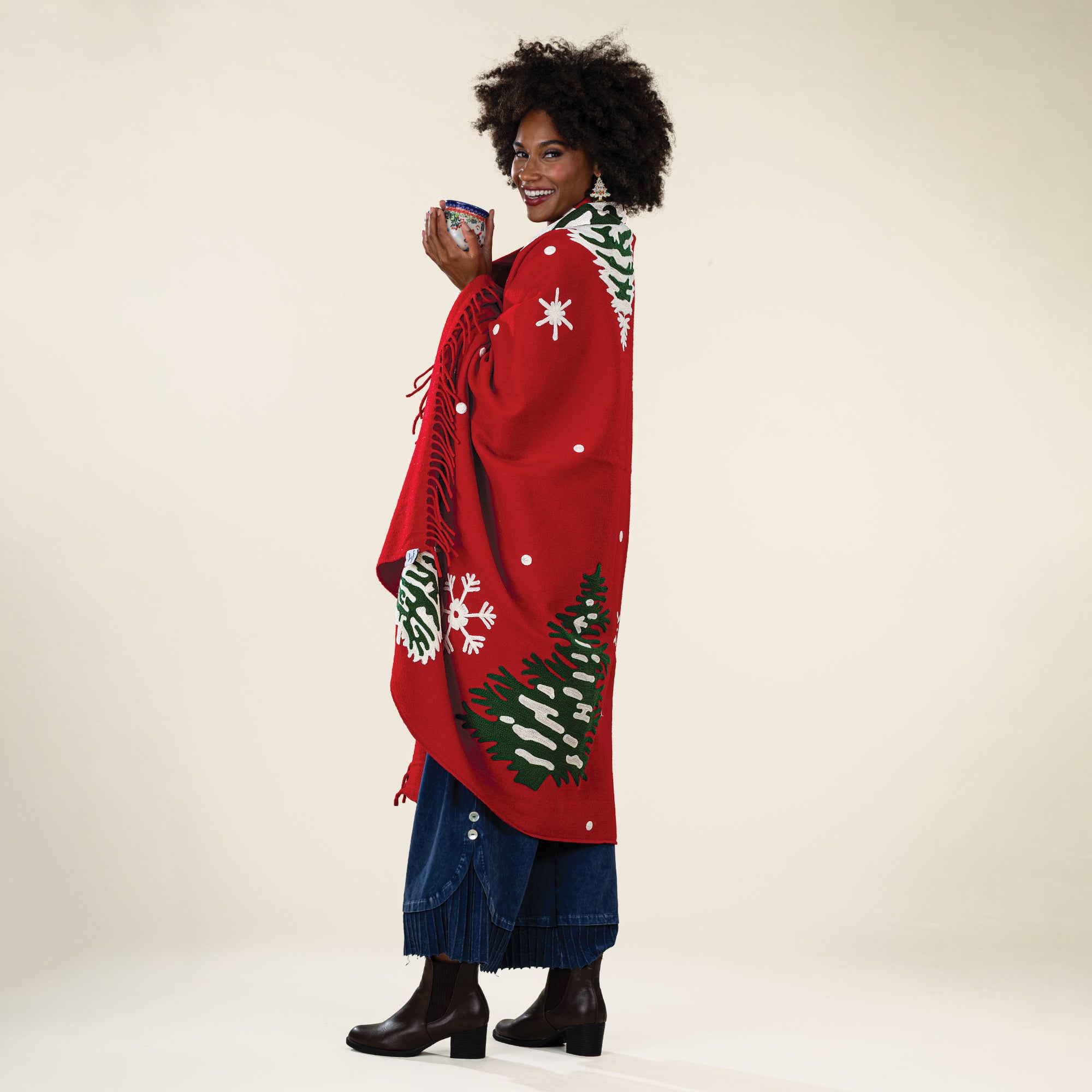 Embroidered Silent Night Throw Blanket