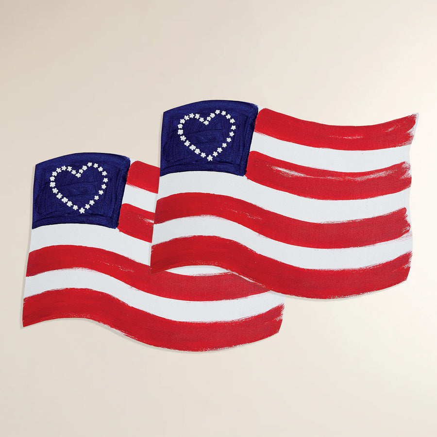Hearts & Stripes Leather Placemats, Set of 2
