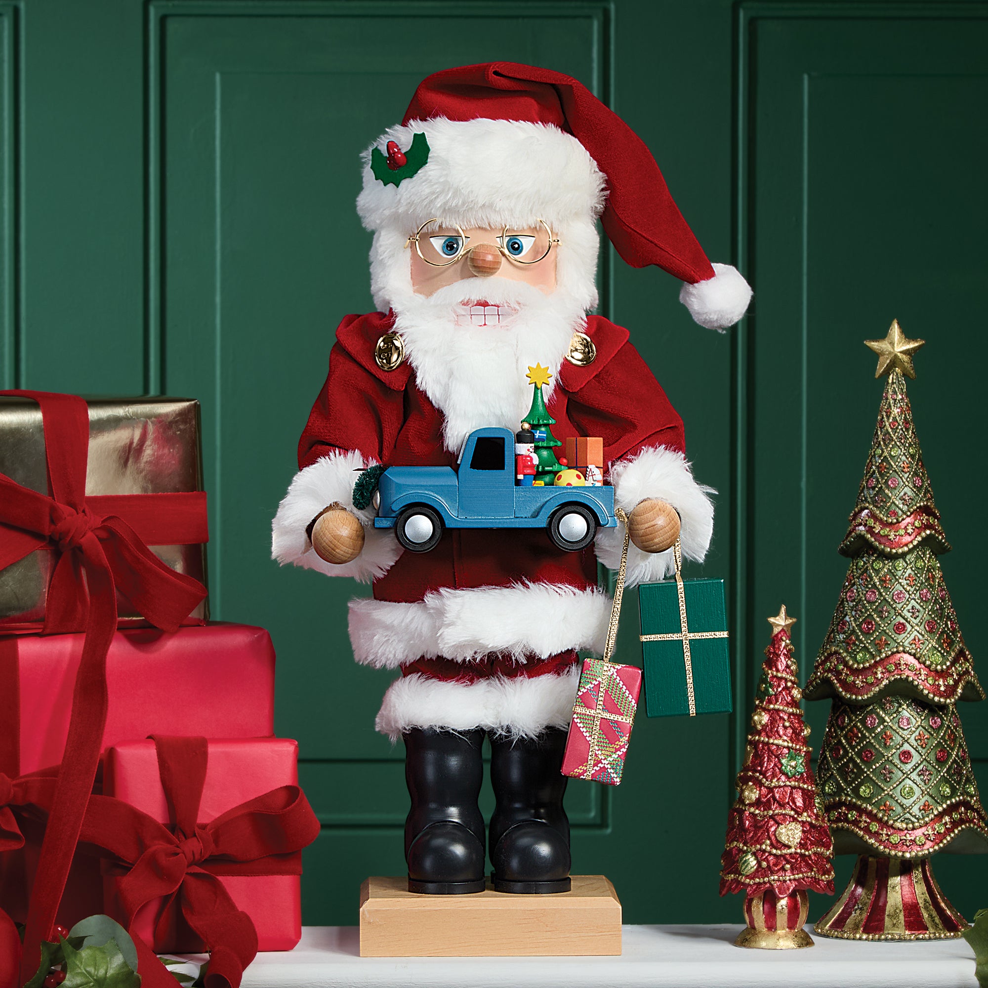 Wooden Nutcracker Santa with Gifts (Preorder)