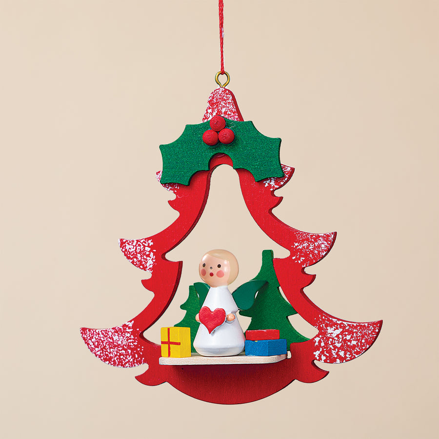 German Woodcraft Angel & Tree Ornament (Preorder)