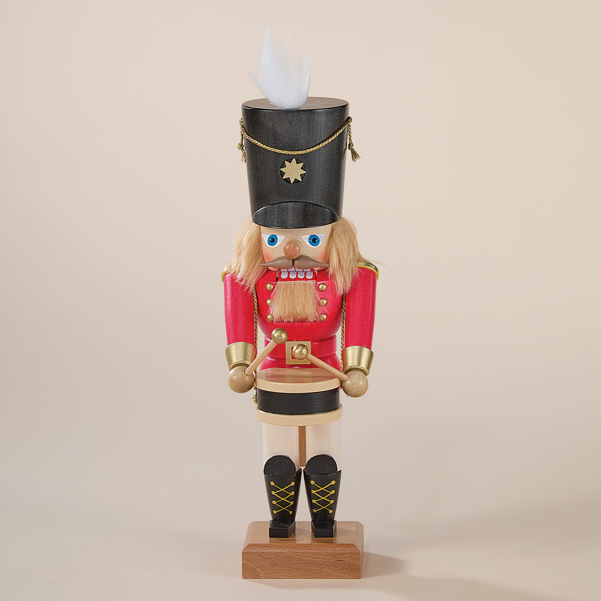 German Wooden Decorative Nutcracker with Drum