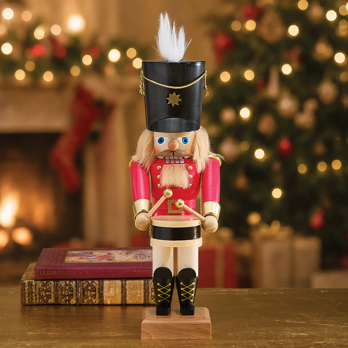 German Wooden Decorative Nutcracker with Drum