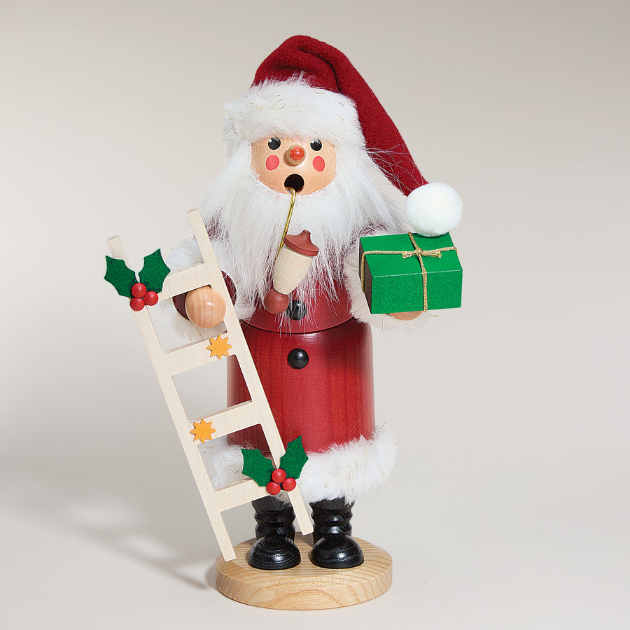 German Wooden Smoker Santa with Ladder