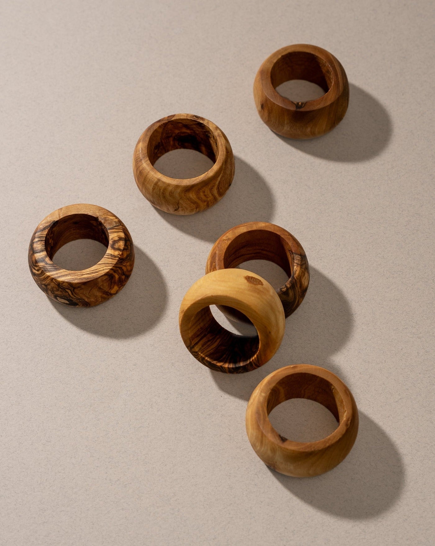 Natural Olive Wood Napkin Rings (set of 6)