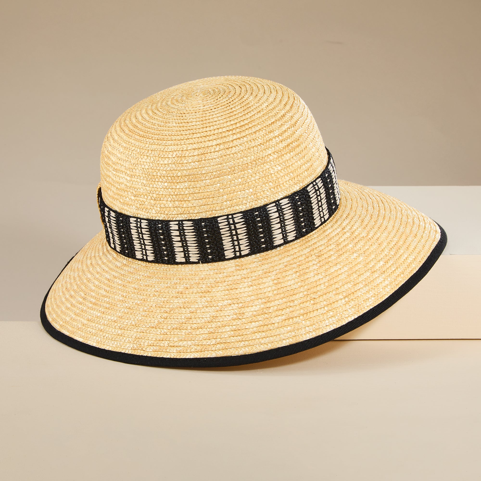 Giuliana Tribal Trim Italian Straw Hat