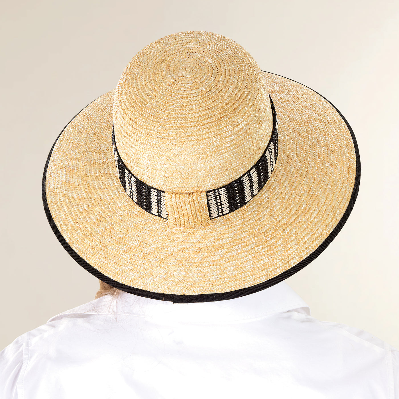 Giuliana Tribal Trim Italian Straw Hat