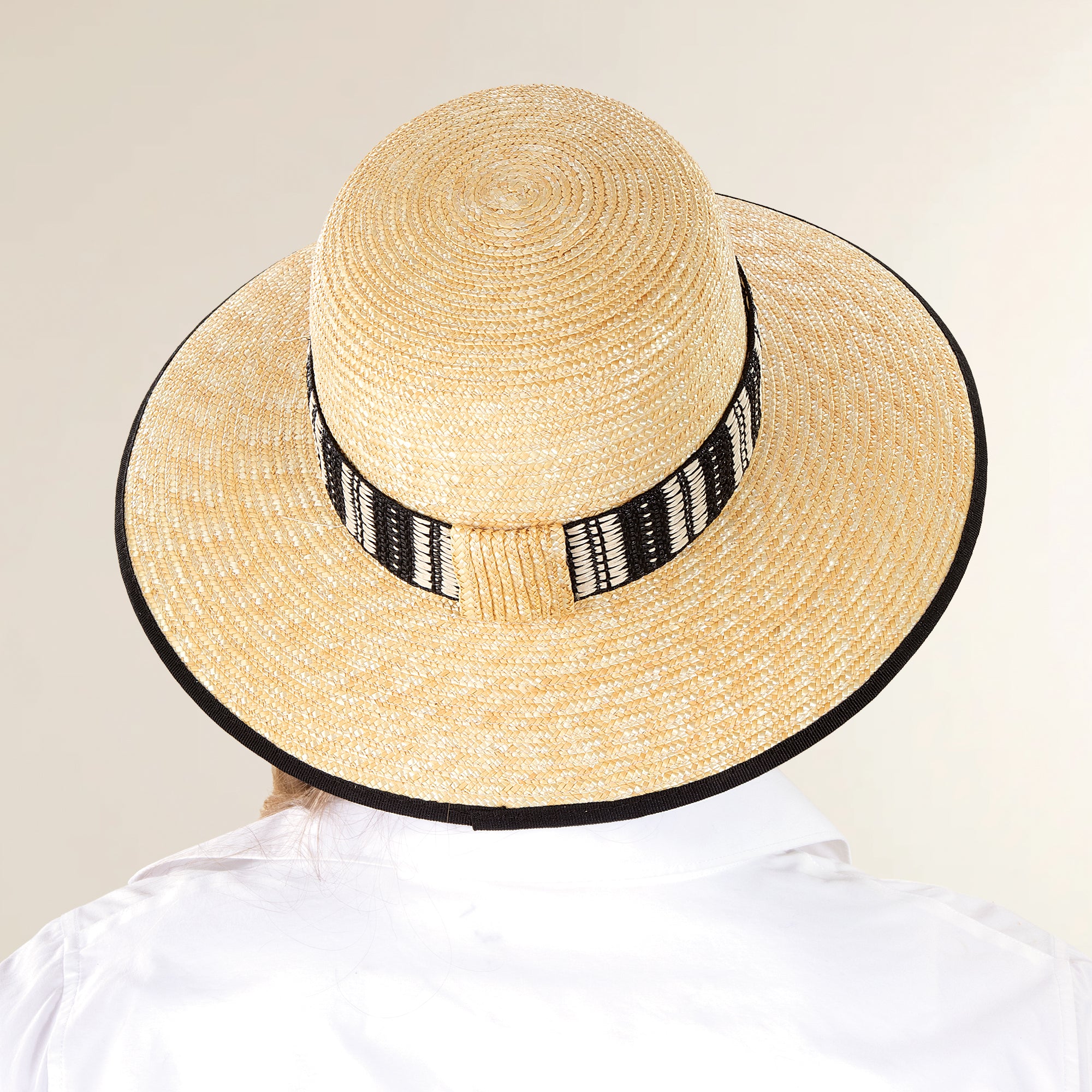 Giuliana Tribal Trim Italian Straw Hat