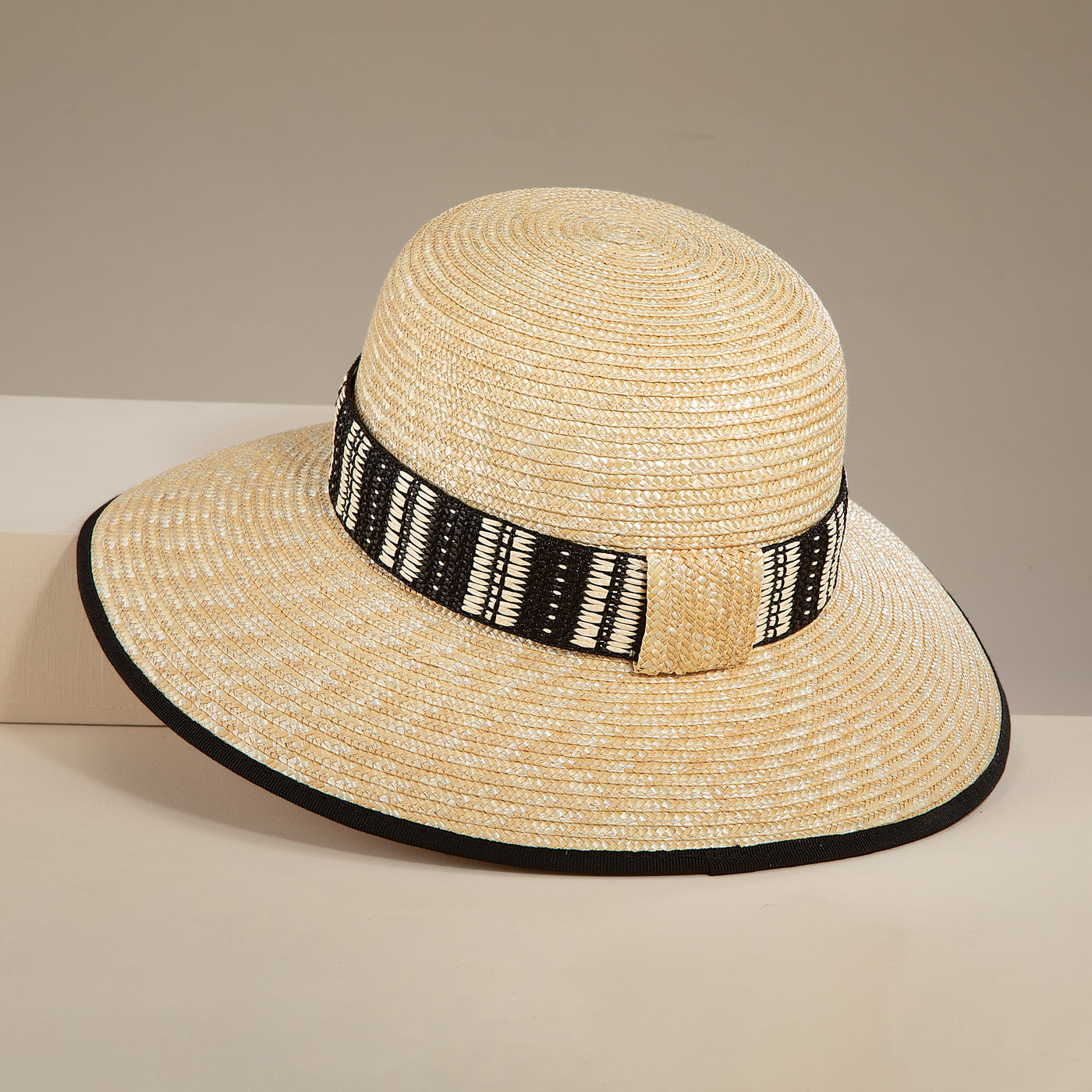 Giuliana Tribal Trim Italian Straw Hat