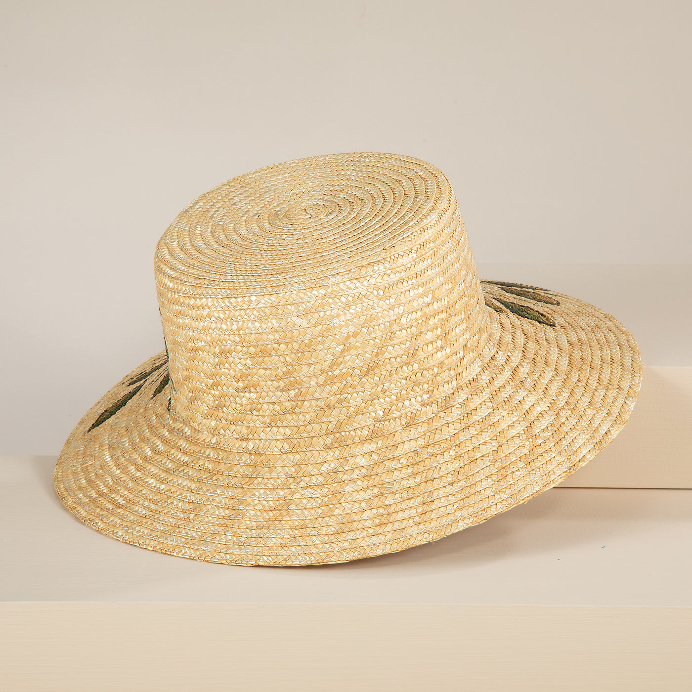 Violetta Aqua Hand-Painted Italian Straw Sun Hat