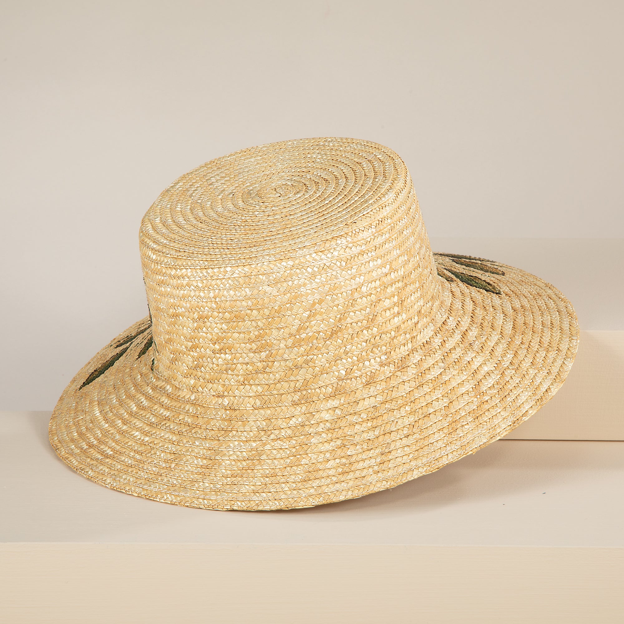 Violetta Aqua Hand-Painted Italian Straw Sun Hat