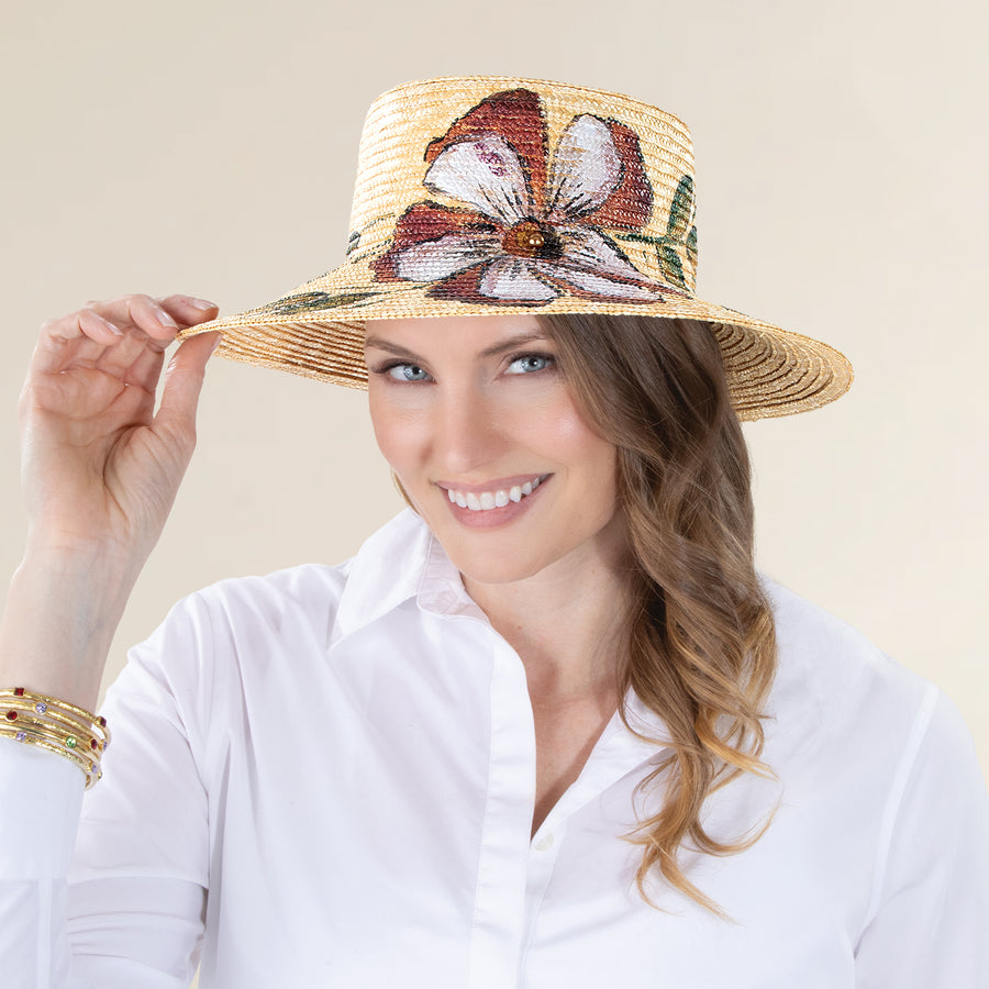 Violetta Hand-Painted Italian Straw Sun Hat