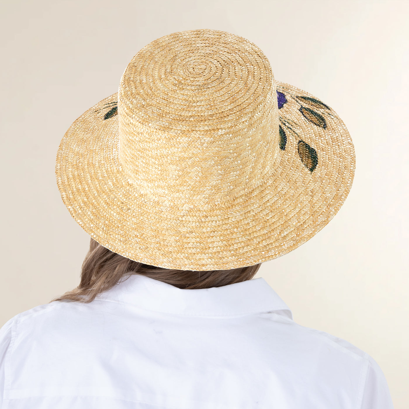 Violetta Purple Hand-Painted Italian Straw Sun Hat