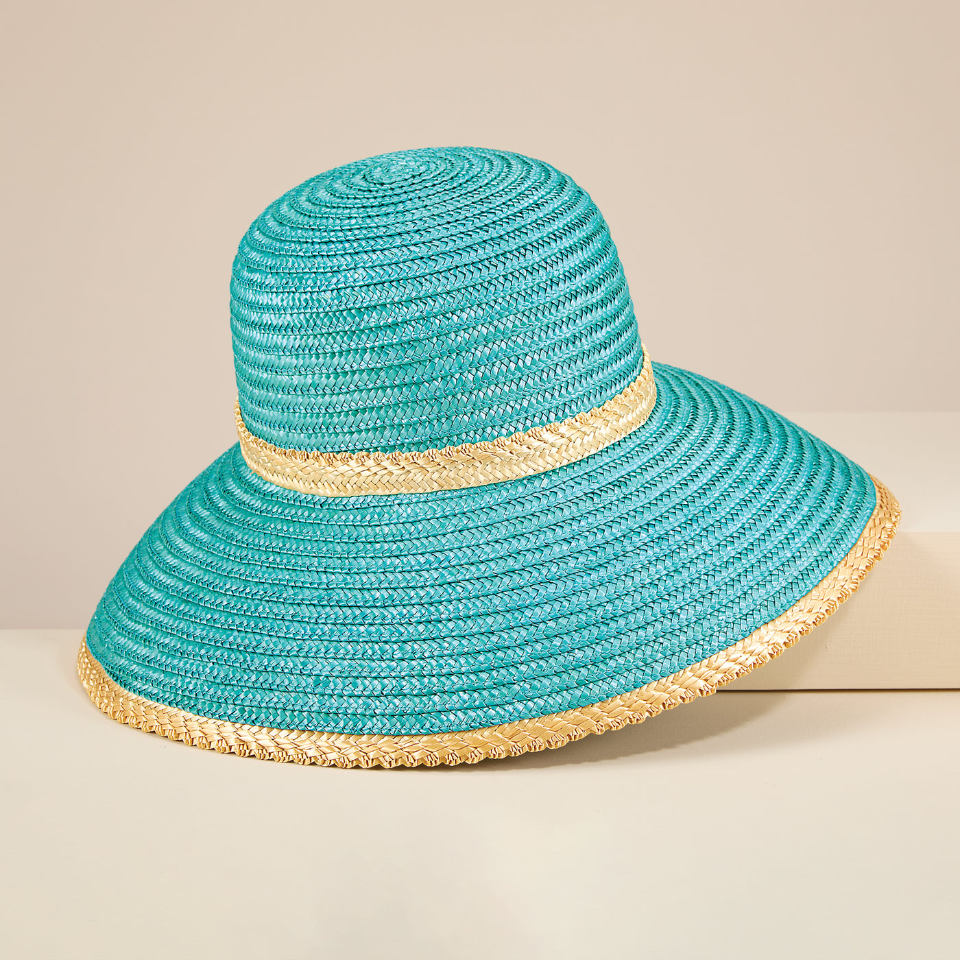 Talia Aqua Italian Straw Sun Hat