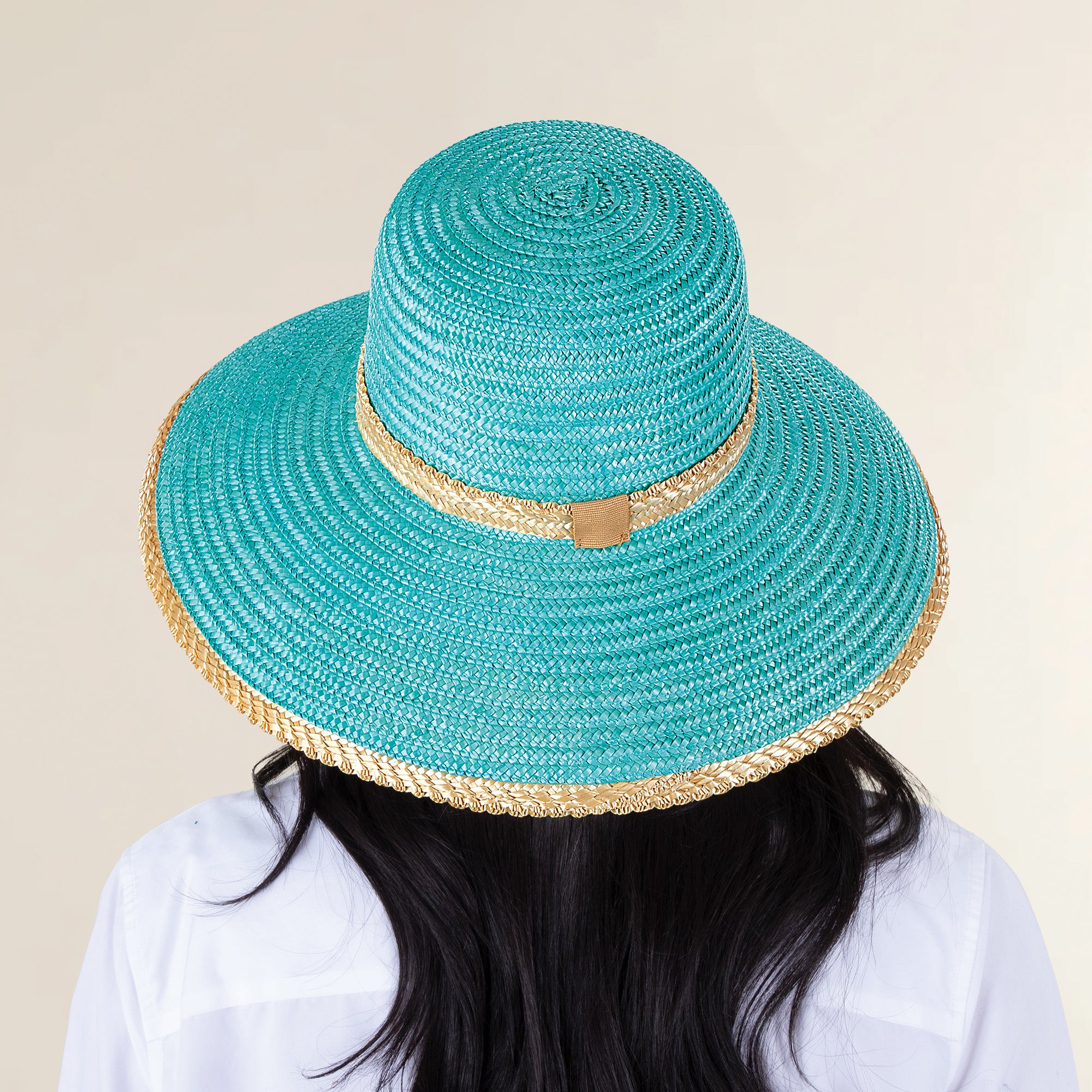 Talia Aqua Italian Straw Sun Hat
