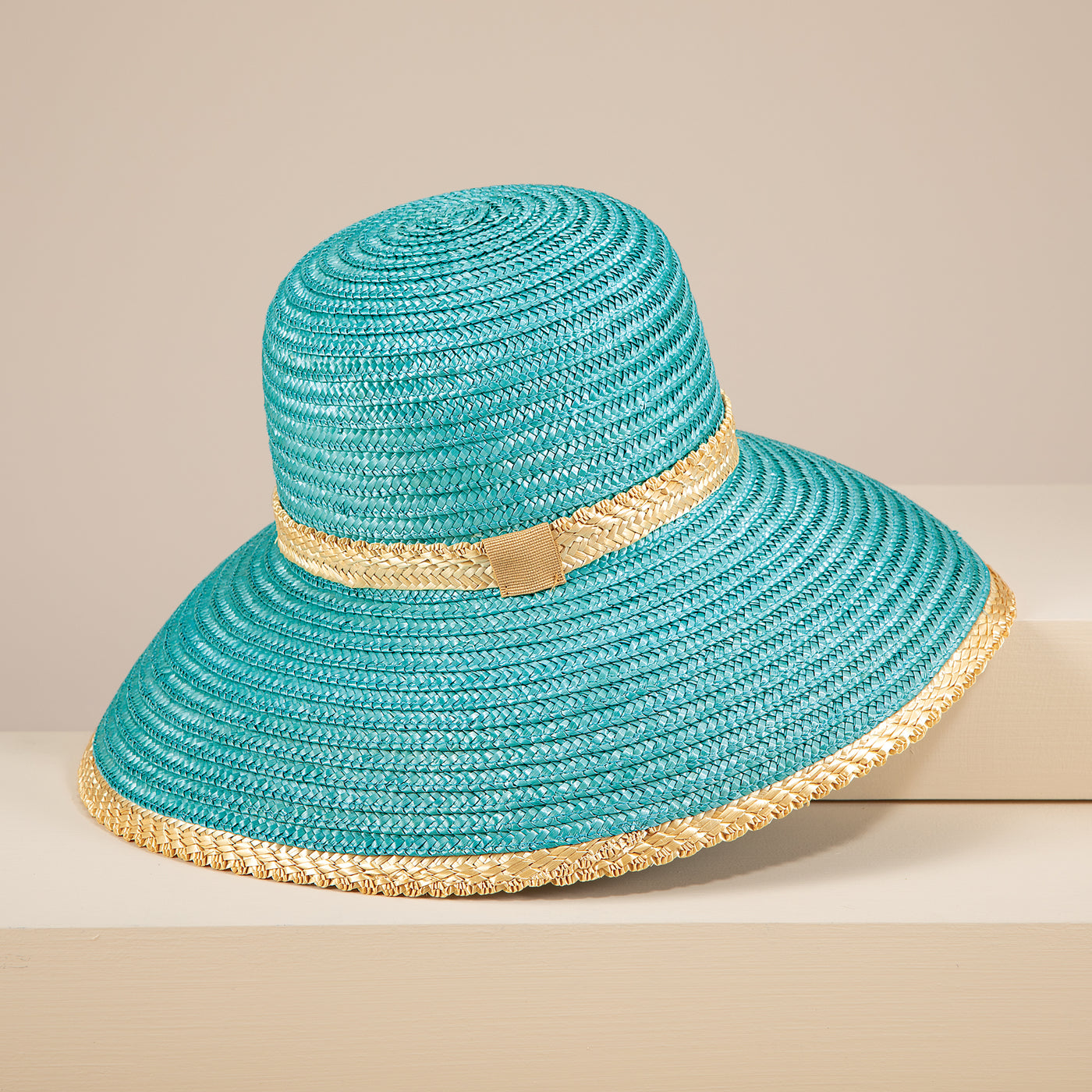 Talia Aqua Italian Straw Sun Hat