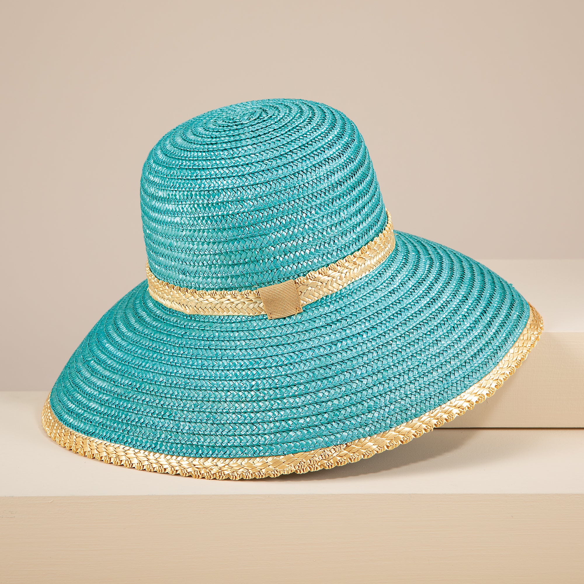 Talia Aqua Italian Straw Sun Hat