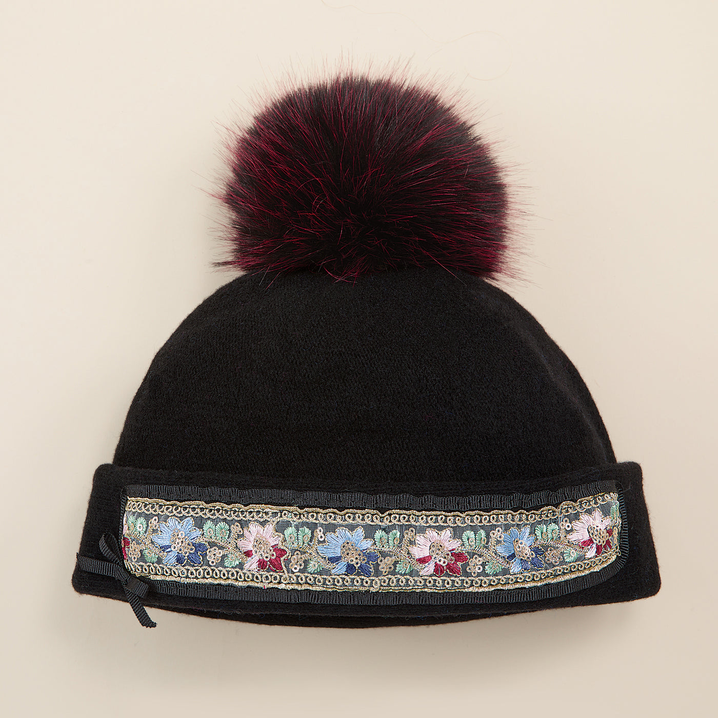 Mia Black Italian Wool Cap