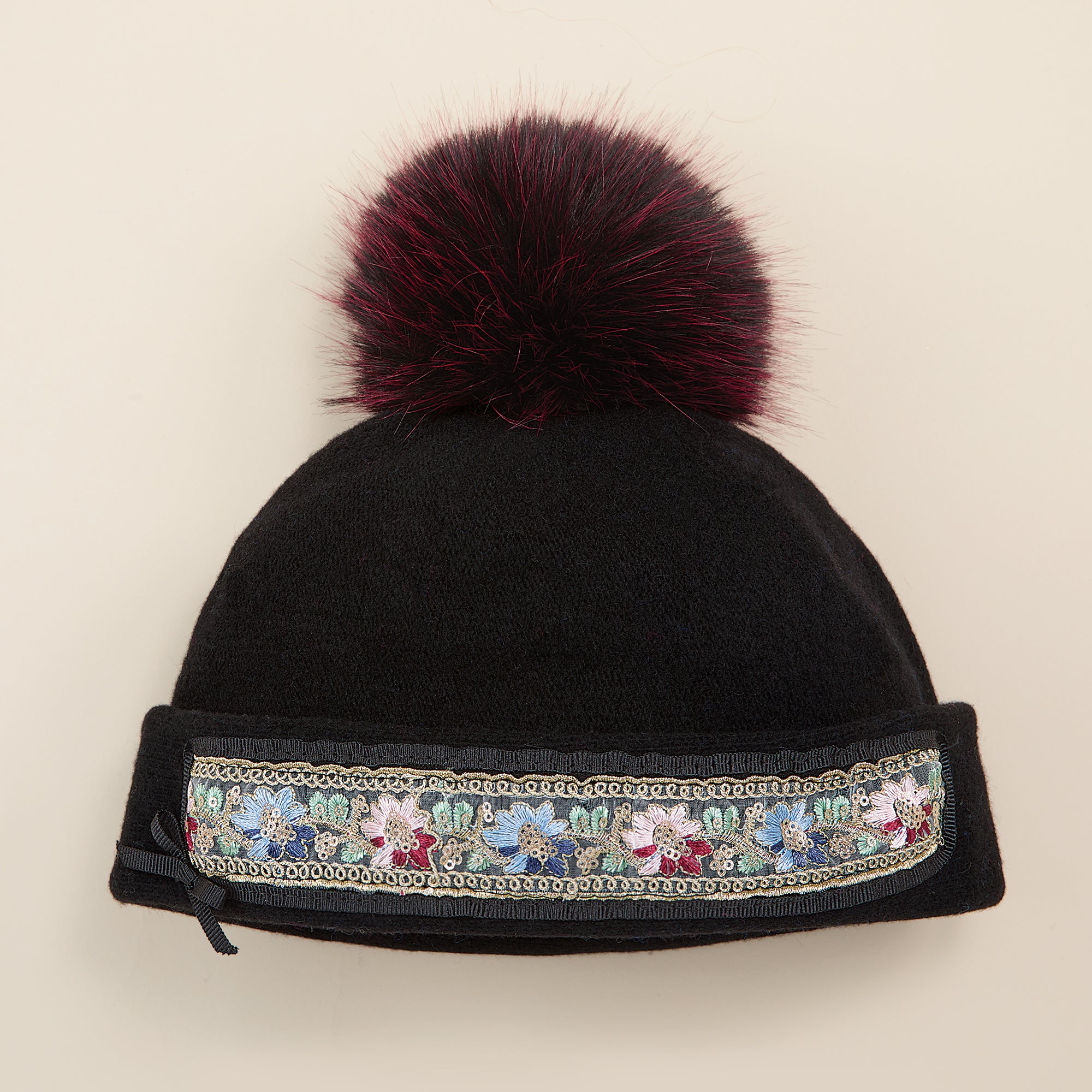 Mia Black Italian Wool Cap