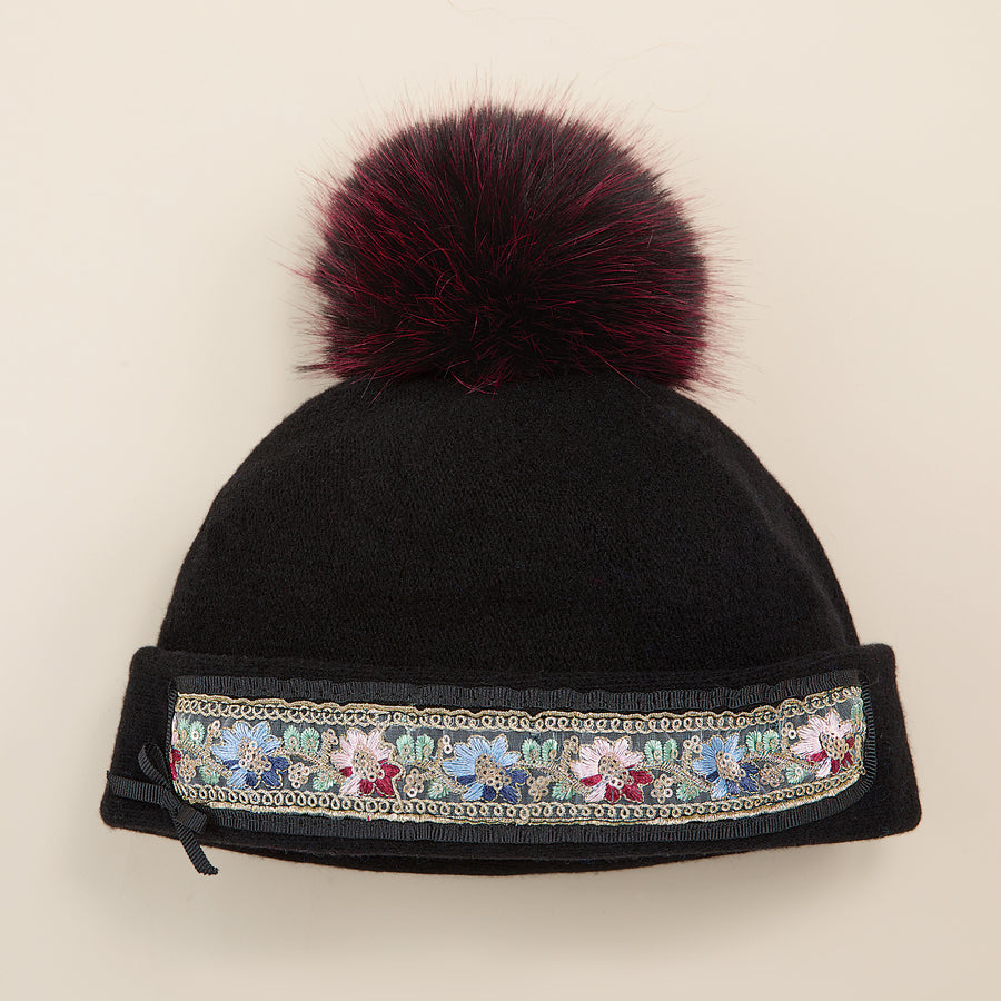 Mia Black Italian Wool Cap