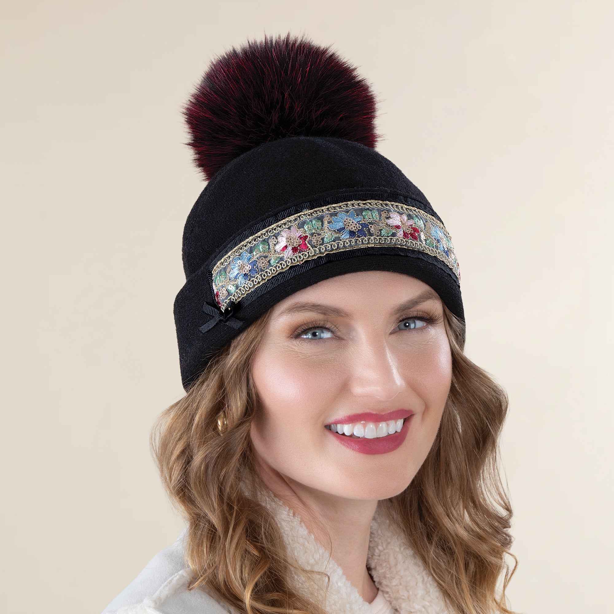 Mia Black Italian Wool Cap