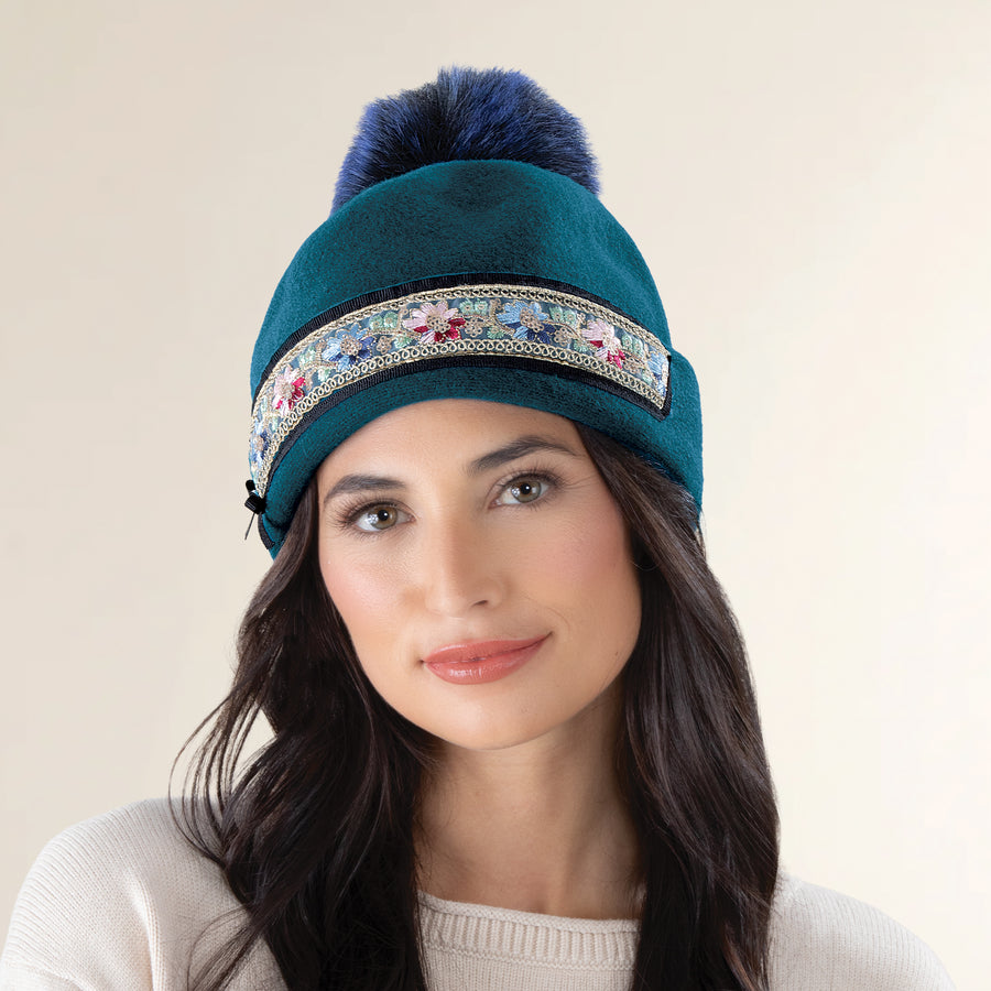 Mia Teal Italian Wool Cap