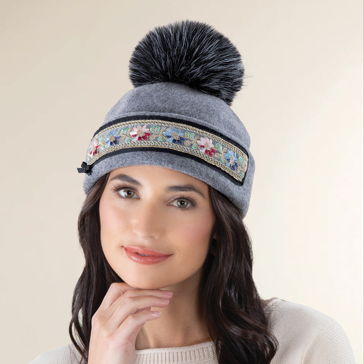 Mia Grey Italian Wool Cap