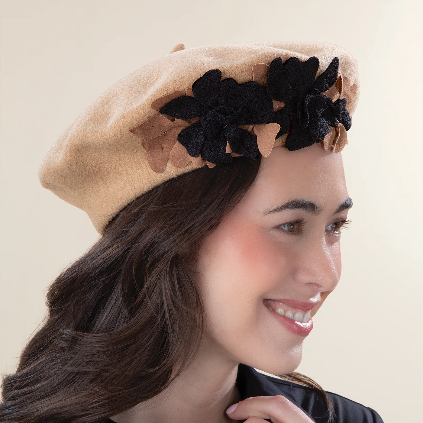 Elena Italian Wool Floral Beret