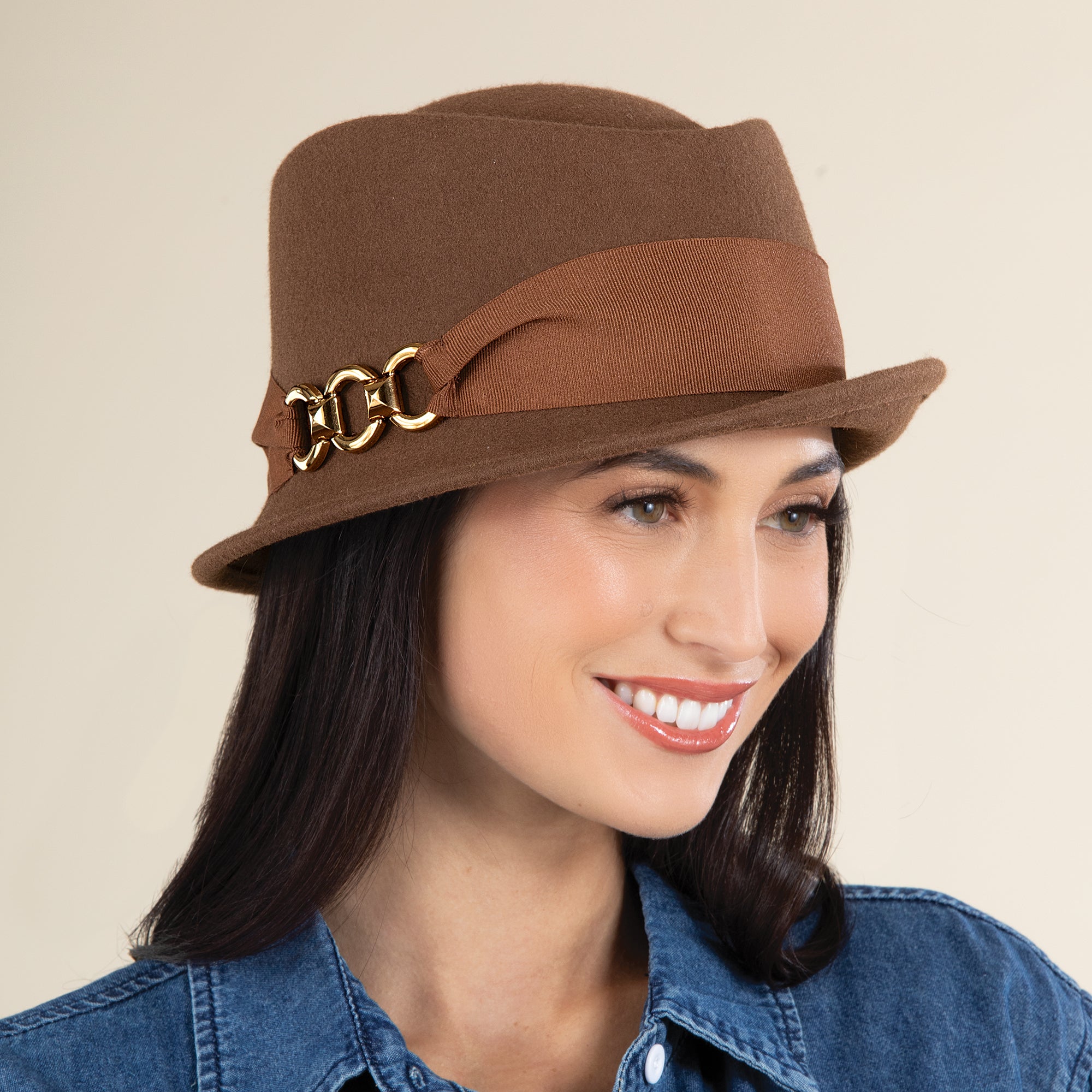 Cosima Cognac Italian Felt Fedora
