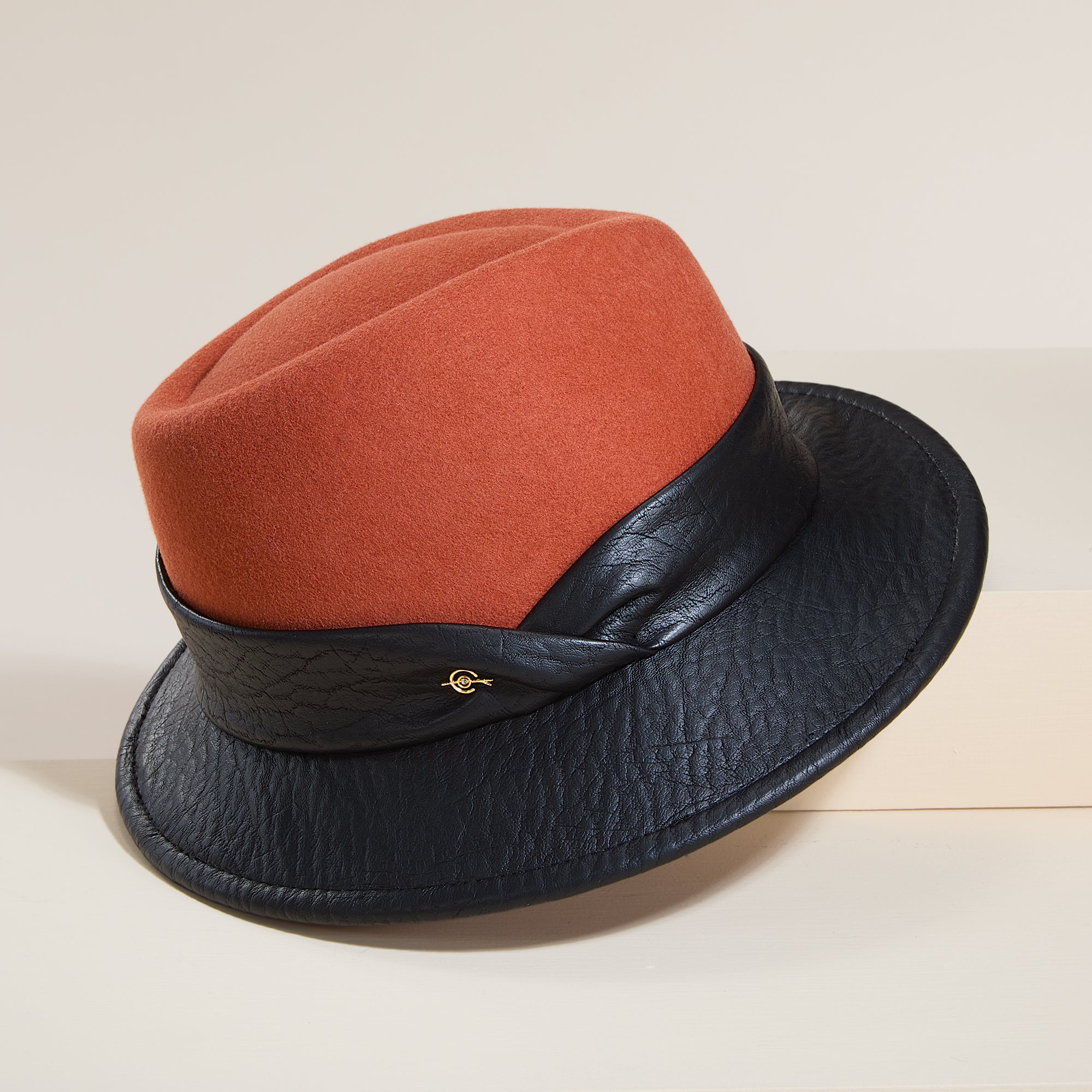 Antonella Two-Toned Italian Leather Fedora (Preorder)