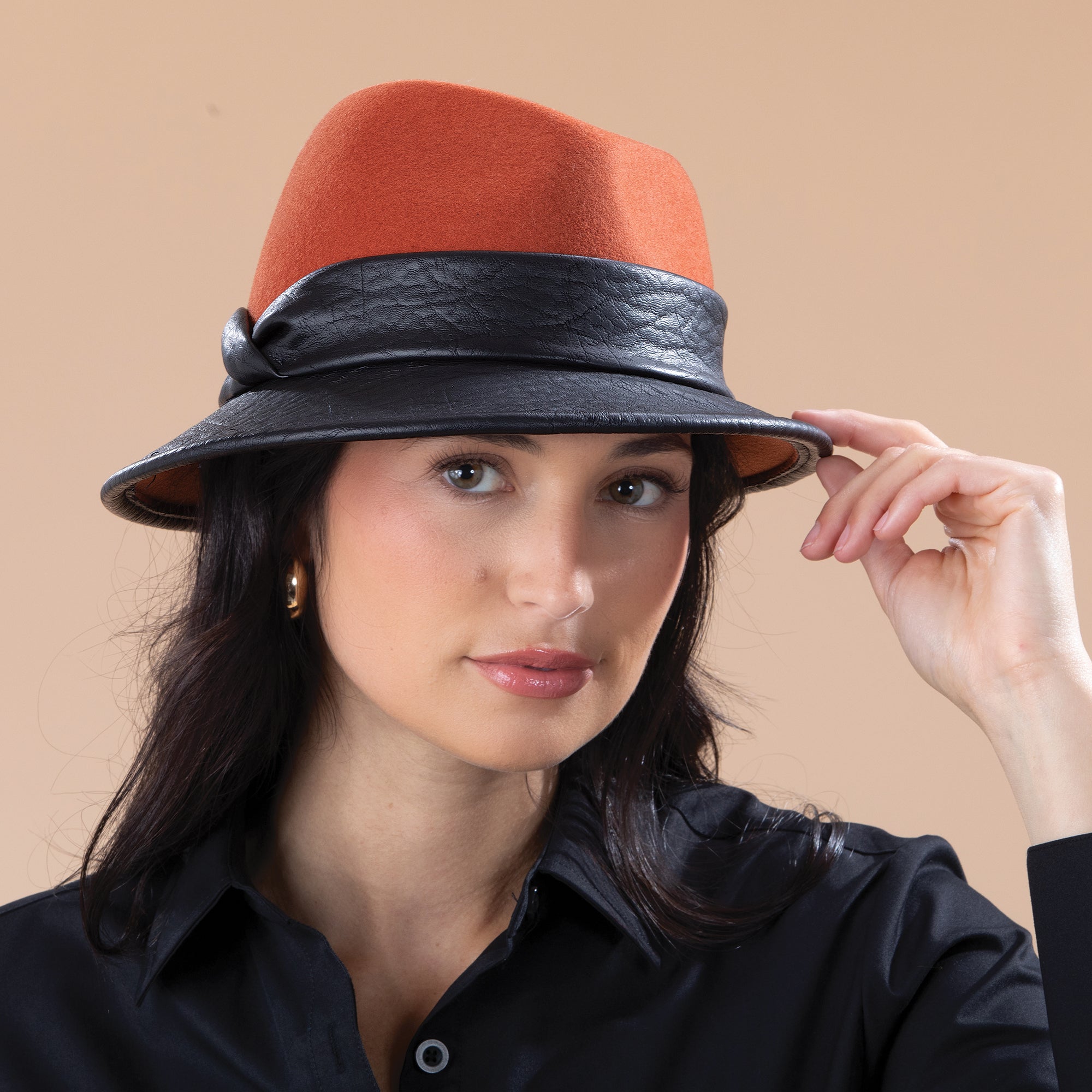 Antonella Two-Toned Italian Leather Fedora (Preorder)