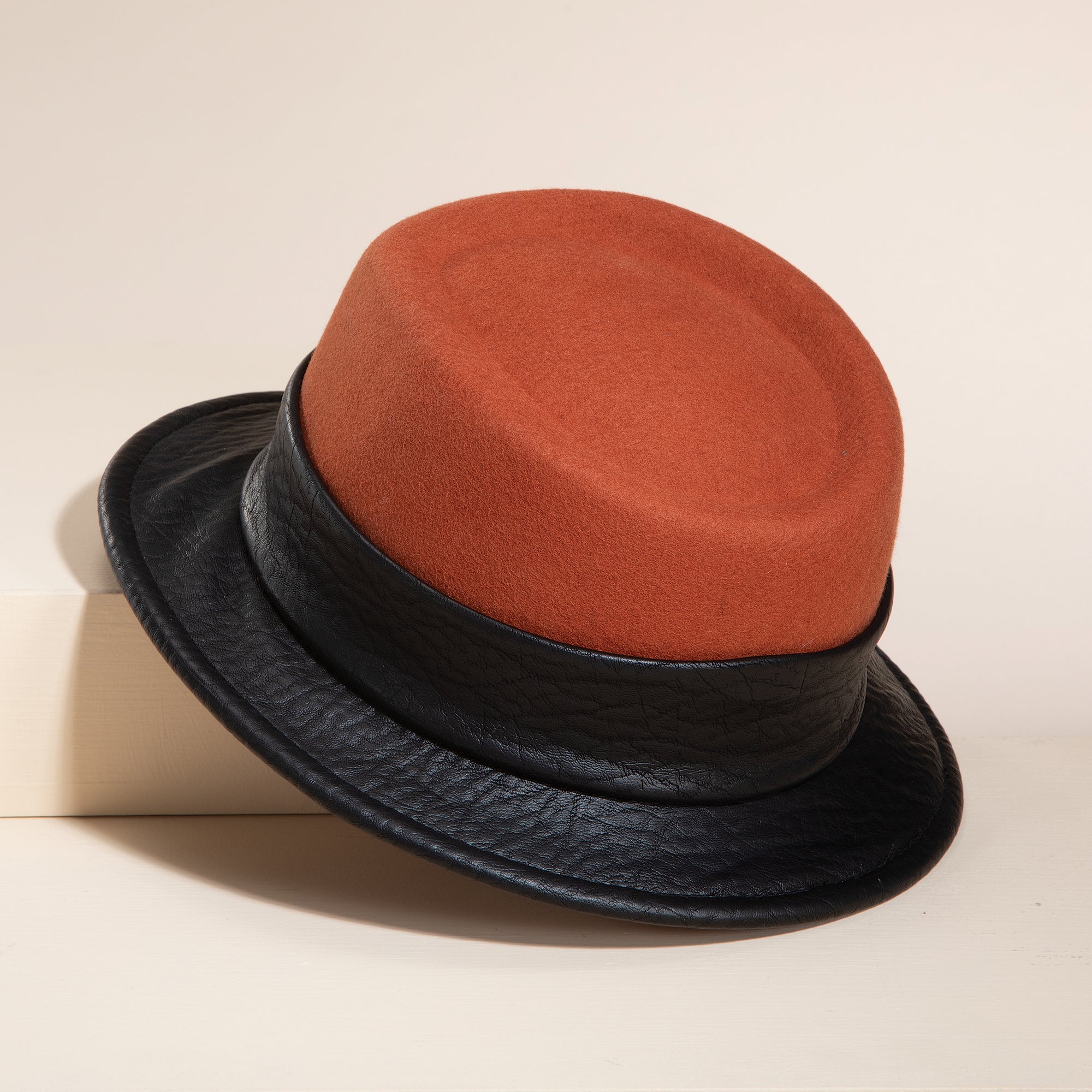 Antonella Two-Toned Italian Leather Fedora (Preorder)