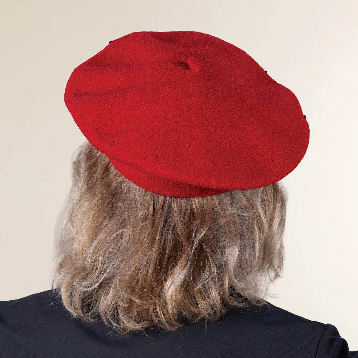 Elena Red & Black Italian Wool Beret (Preorder)