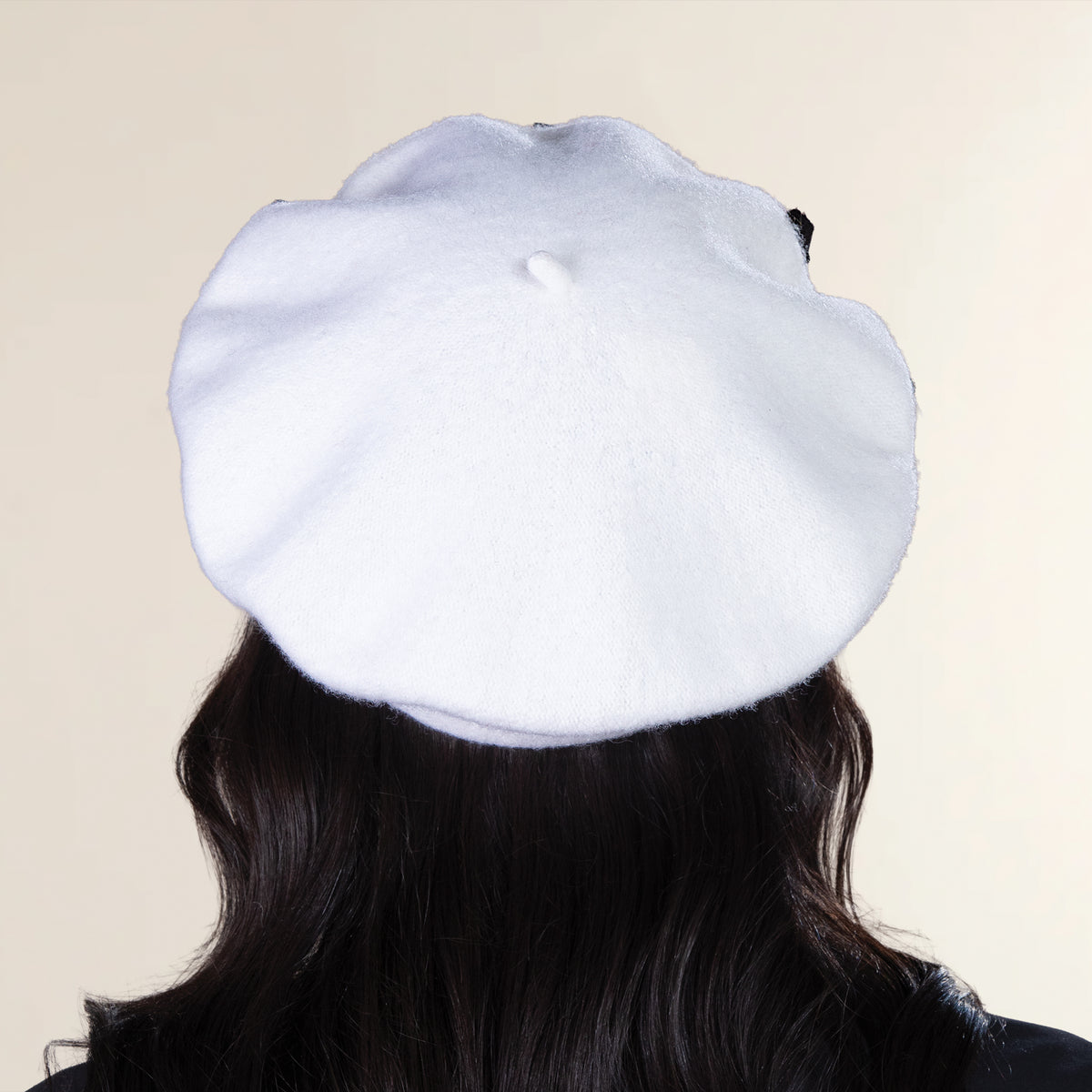 Elena White & Black Italian Wool Beret (Preorder)