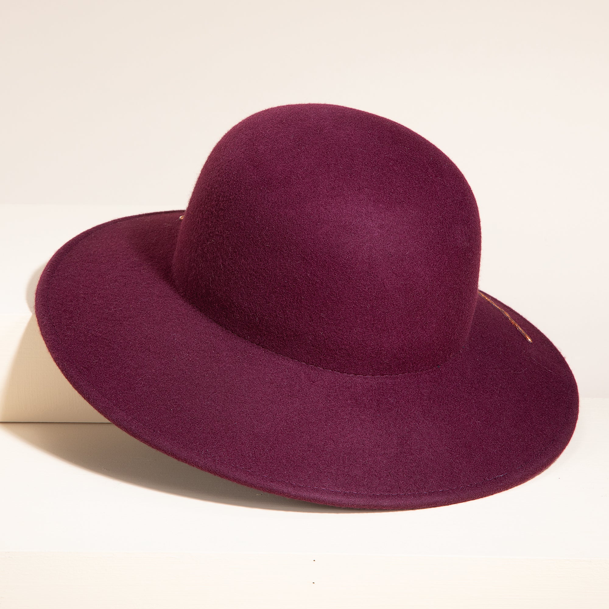 Sophia Hand-Painted Floral Bordeaux Italian Wool Cloche