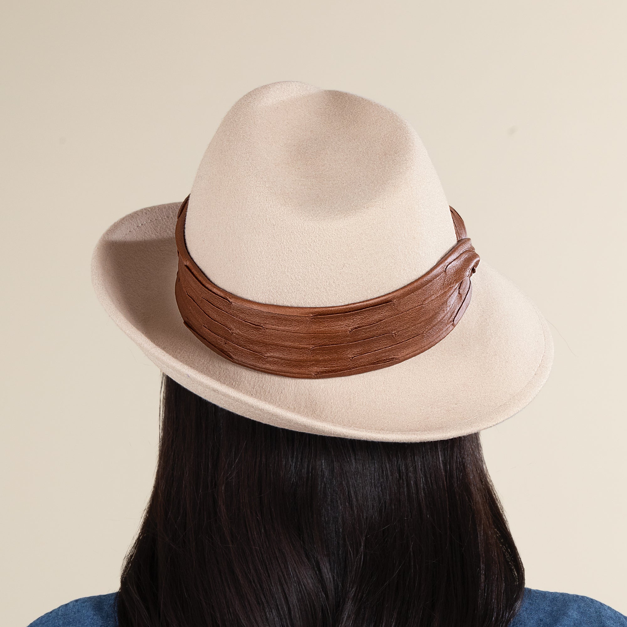 Renata Ivory Italian Leather & Wool Fedora