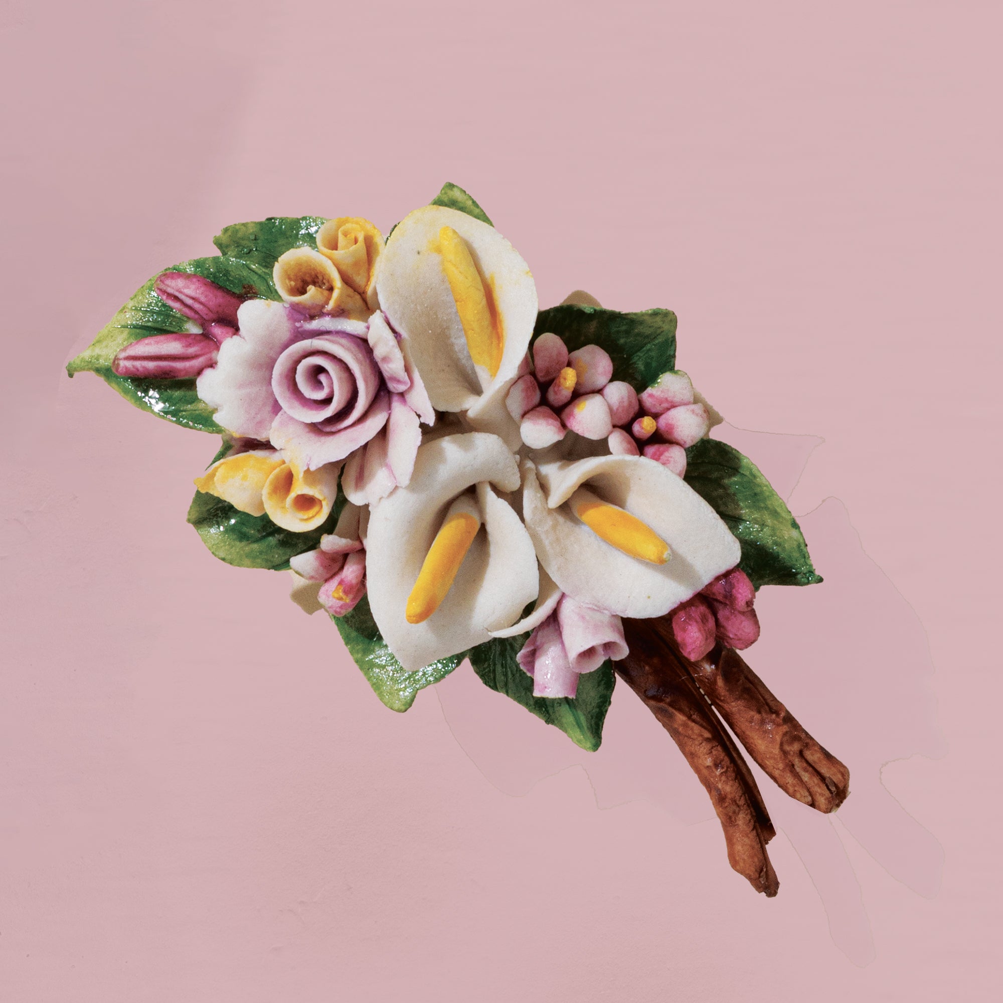 Capodimonte Porcelain Lilies Brooch