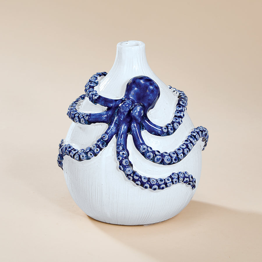 Blue Octopus Ceramic Vase