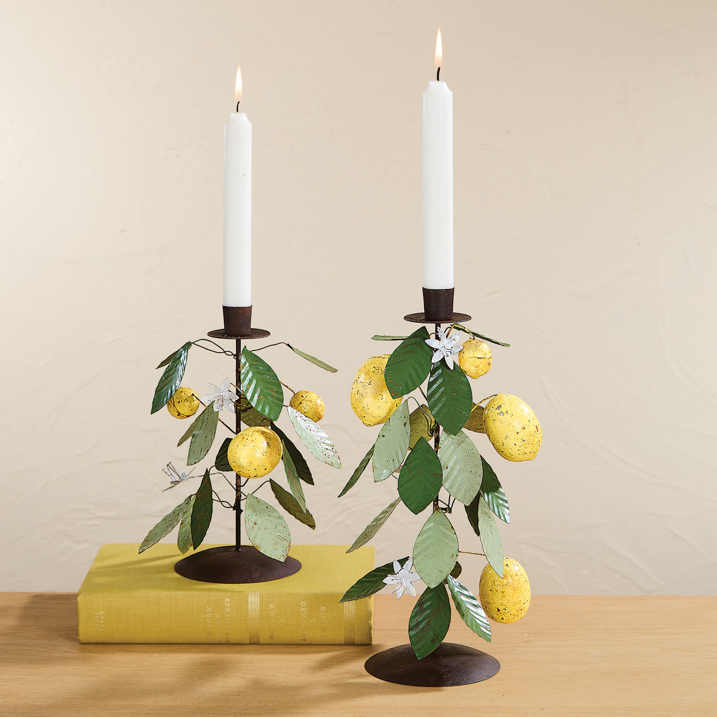 Lemon Candlestick Holders, Set of 2