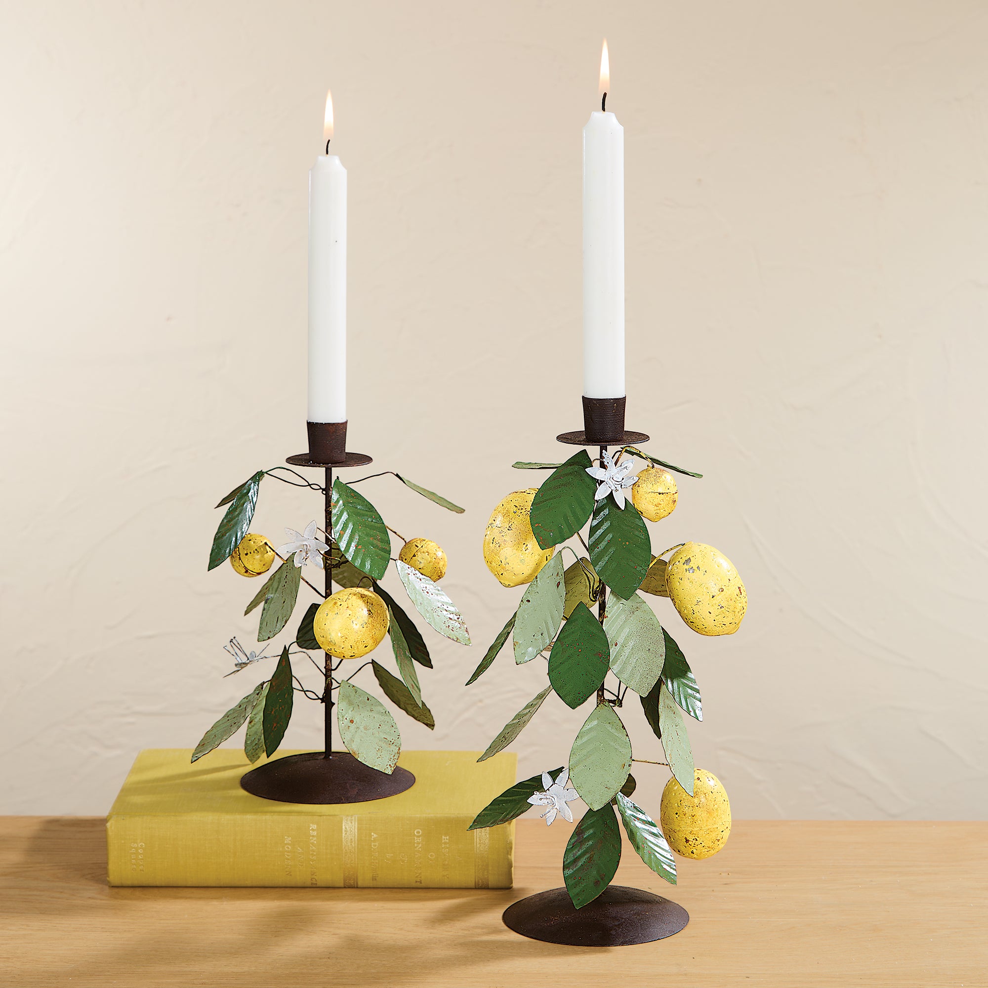 Lemon Candlestick Holders, Set of 2