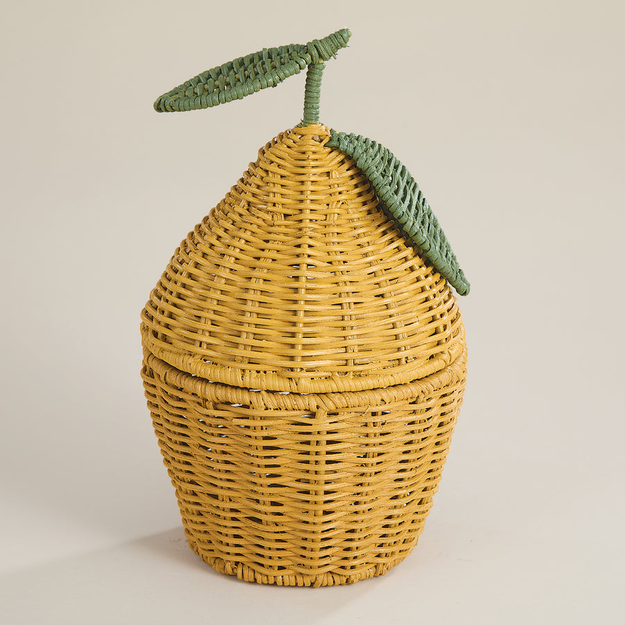 Hand Woven Palm Lemon Shaped Basket