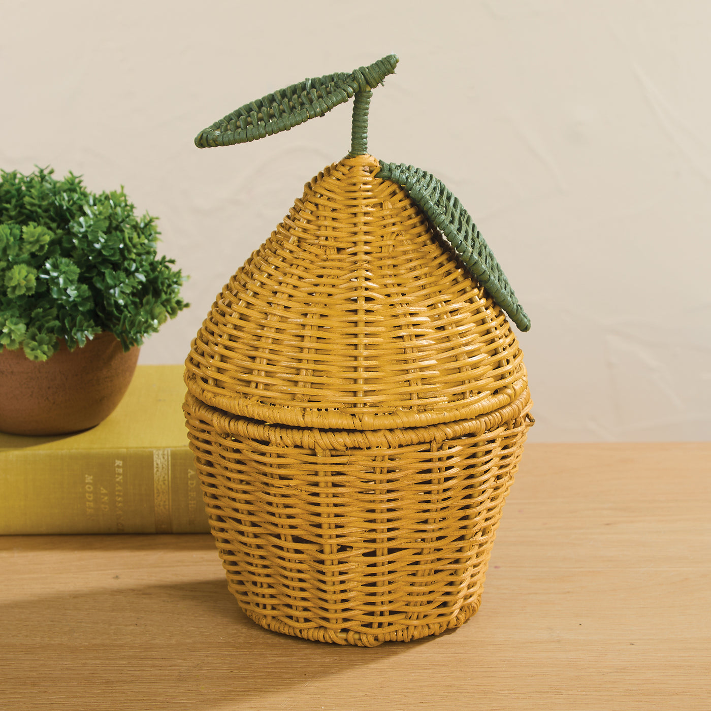 Hand Woven Palm Lemon Shaped Basket